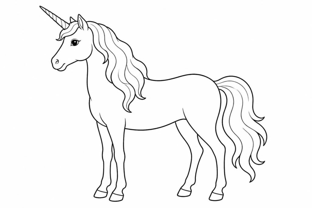Licorne dessin facile à imprimer pour enfants et amateurs de coloriage