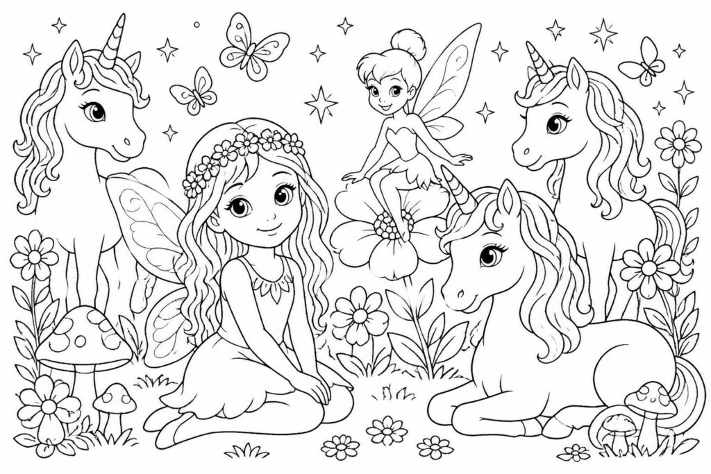 téléchargez et imprimez gratuitement des coloriages de fées, clochette, licornes et dessins faciles pour amuser les enfants et stimuler leur créativité.