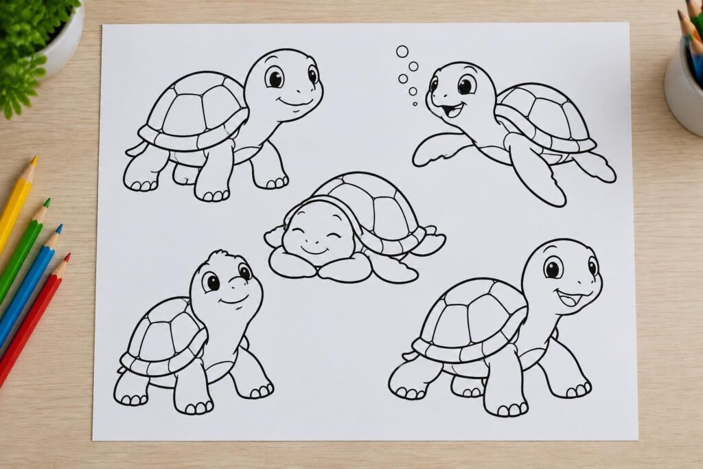 découvrez des modèles de tortues à colorier faciles et gratuits à imprimer pour les enfants. une activité créative et amusante à la maison.
